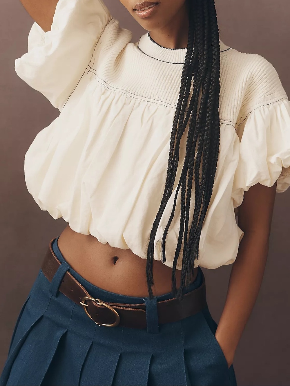 Pilcro Crew Neck Bubble Top